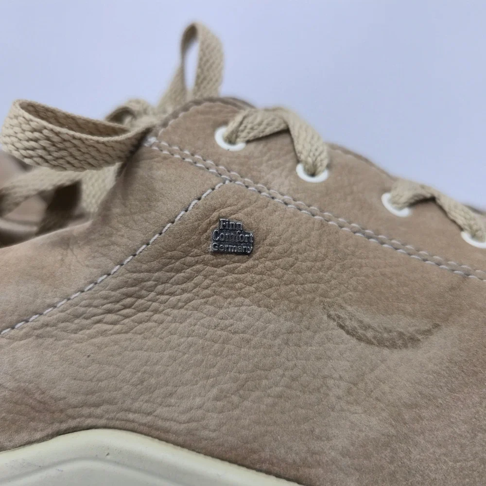Finn Comfort Cusco Soft Shoes Sneakers Leather Tan Cream EU 43
